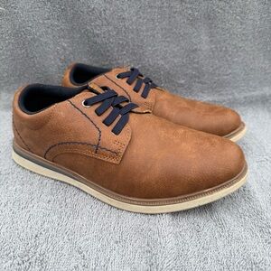 Max + Jake Boys' 1Y Owen Dress Oxford Shoe Chestnut Brown Navy Cream